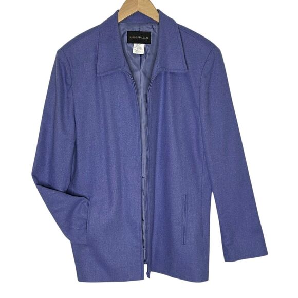 Harris Wallace Womens Blazer Jacket Wool Blend Zip Front Sz 16 Light Purple - Picture 6 of 12